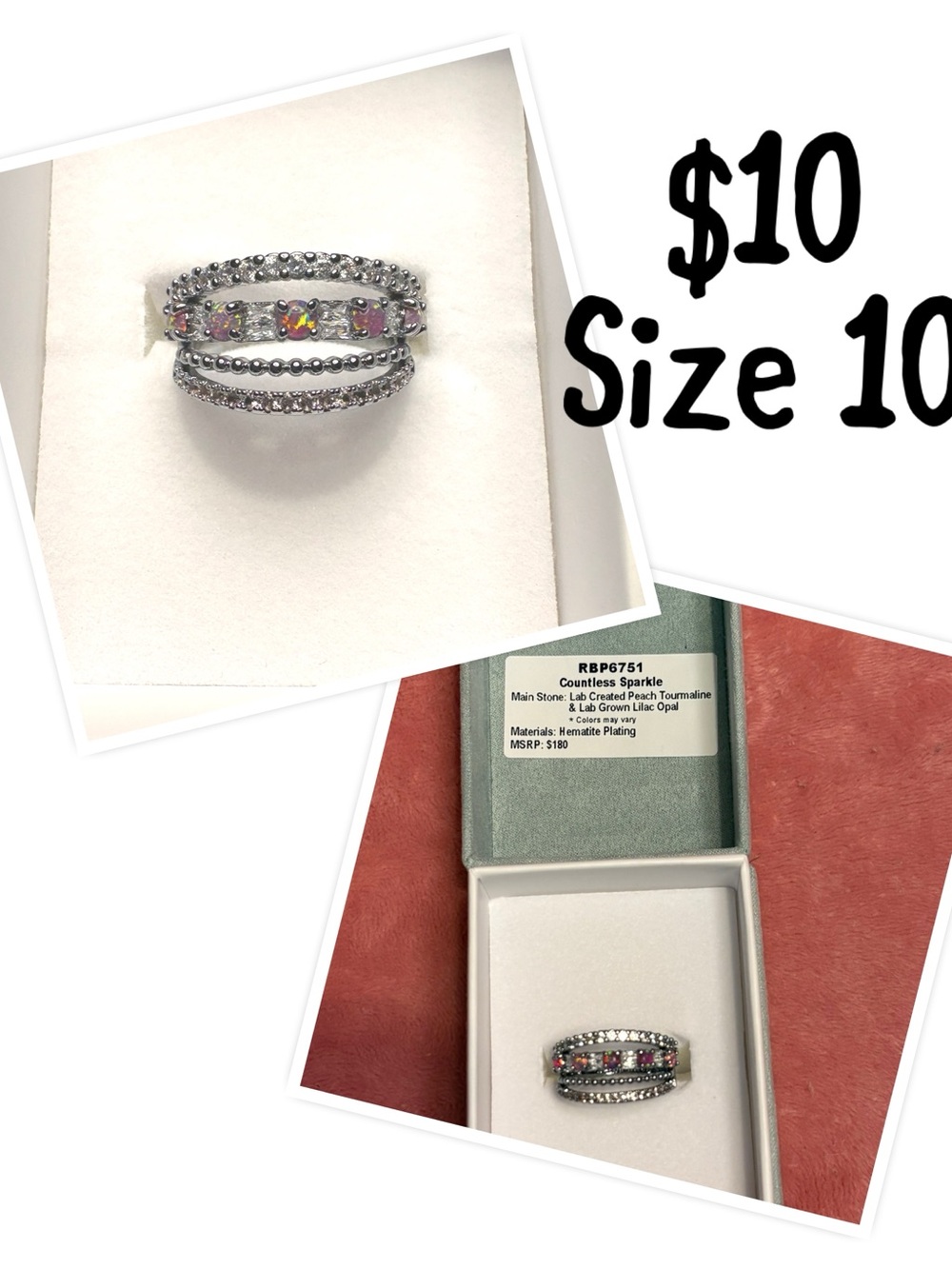 Silver Multi-Gemstone Sparkle Ring - Size 10